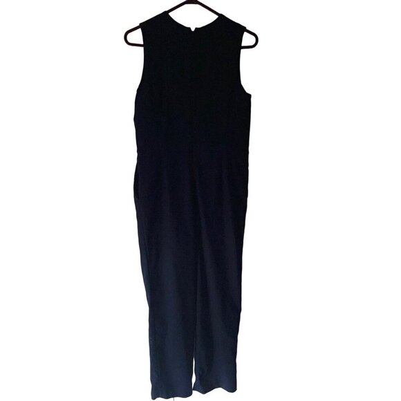 Everlane Womens Jumpsuit Size 2 Blue Sleeveless Cropped Straight Leg Pockets - Picture 2 of 8